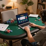 Engaging Hubet online poker gameplay featured in a cozy gaming setup