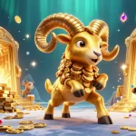 Experience the thrill of bl555 with a dynamic 3D illustration featuring a golden ram headbutting through a treasure vault.
