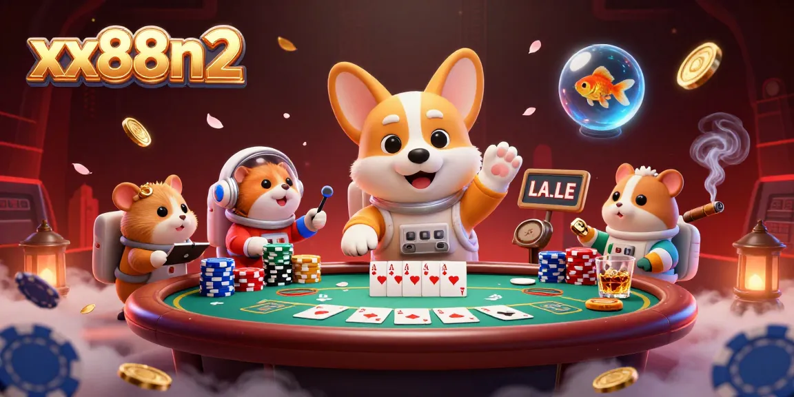 Experience thrilling play with xx88n2 in a vibrant, zero-gravity casino scene featuring a corgi astronaut.