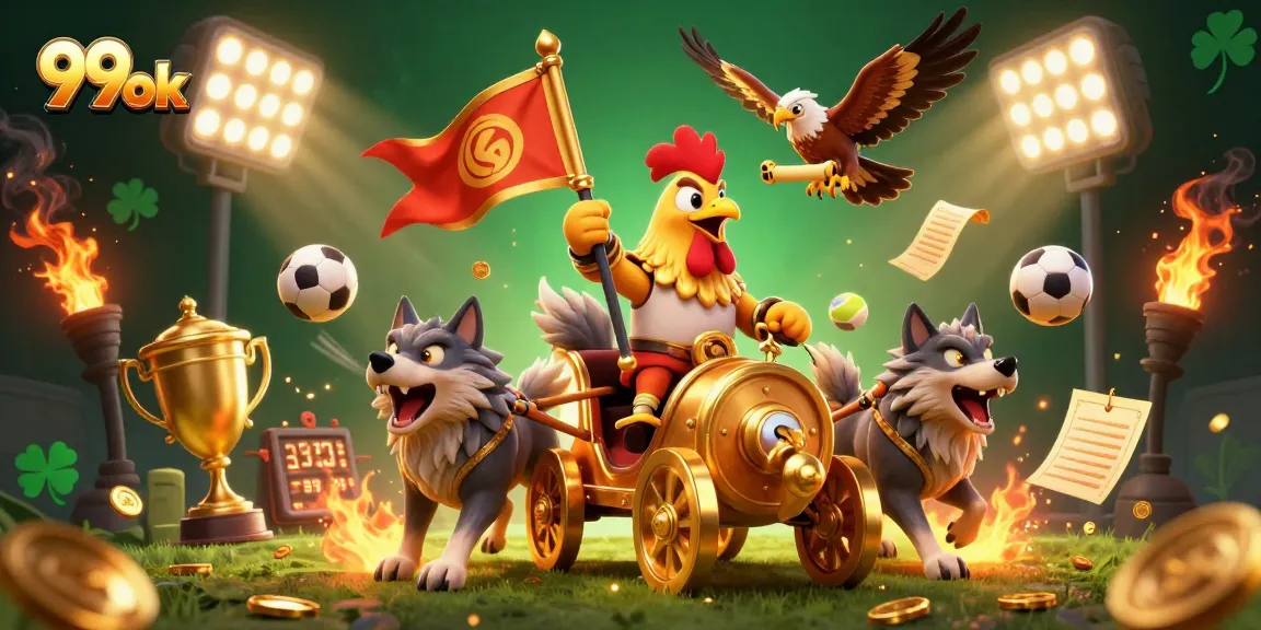 Experience the thrill of 99ok gaming with roaring characters and dynamic sports elements.
