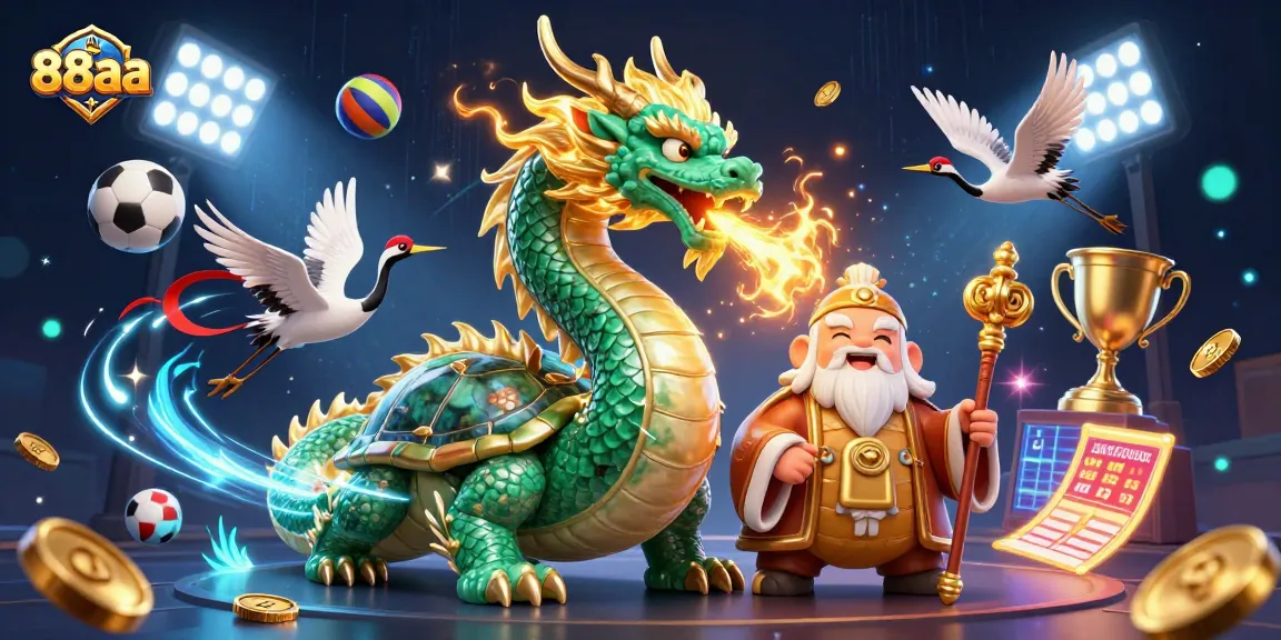 Experience thrilling gaming excitement with 88aa's dynamic scene showcasing majestic characters and vibrant sports elements.