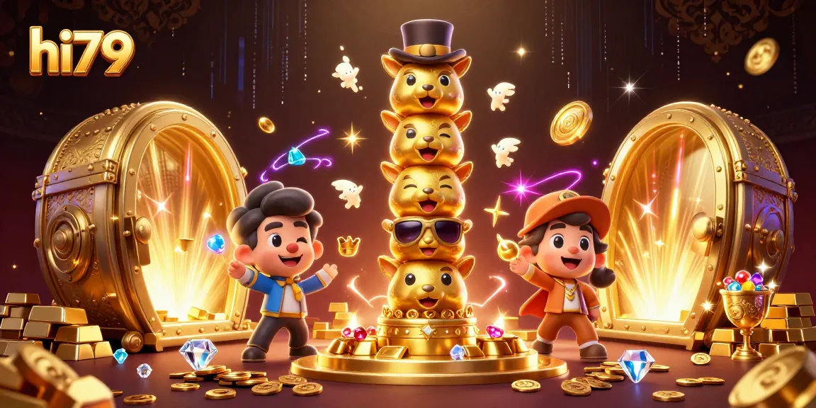 Experience the thrill of hi79 with golden treasures and vibrant casino elements surrounding a totem pole.