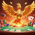 S8 players can win with a fiery cartoon phoenix and poker elements in a vibrant casino scene