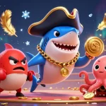 Betting on rr88 com with a dynamic 3D illustration showcasing a playful shark and friends winning big.