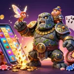 Engage with xn88 casino games in a vibrant 3D illustration showcasing slots, excitement, and treasure.