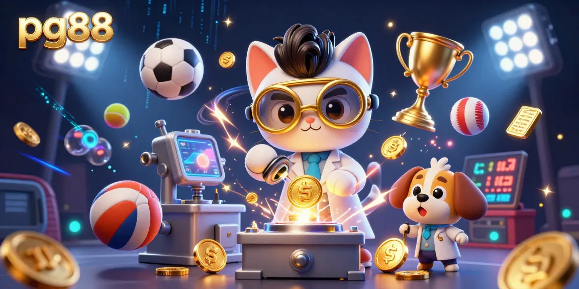 Experience pg88's thrilling gameplay with our unique casino illustration filled with dynamic elements and golden rewards.