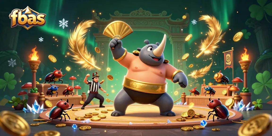 Experience high-stakes action at fbas with vibrant beetle champions in a casino-themed arena.