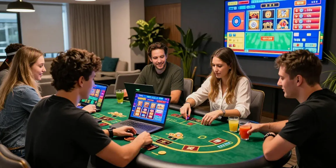 Players enjoying the excitement at credit card casinos with vibrant games and social atmosphere.