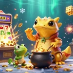 Win big at QS8886 COM with jackpot slots and golden treasures in a magical casino illustration.