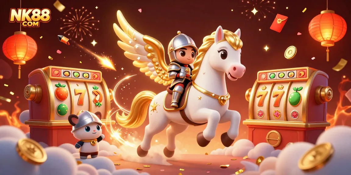 Experience thrilling gameplay at NK88 COM with celestial knight and rich casino elements.