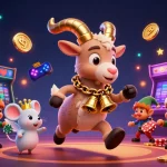 Experience thrilling gameplay at fabet with an enchanting 3D casino scene filled with festive characters.