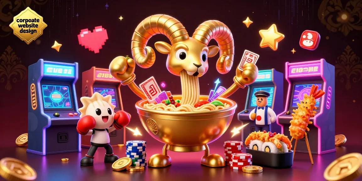 Engage with vibrant corporate website design showcasing exciting casino elements in a dynamic 3D illustration.