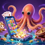 Engage with immersive gameplay in mm88l featuring a kraken and diving cat in a vibrant casino scene.