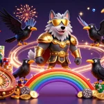 Experience thrilling wins at f168 with vibrant casino action featuring a Norse wolf and stunning gaming elements.