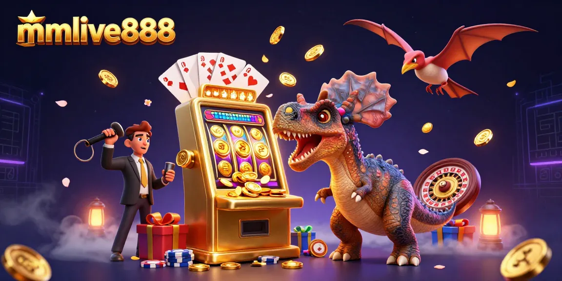 mmlive888 captivates players with a thrilling jackpot scene featuring characters in a lively casino
