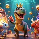 Experience thrilling games at SOCOLIVES ORG with a playful dinosaur and vibrant casino elements.