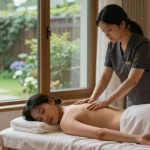 Professional 은평구출장마사지 in serene home spa setting, showcasing relaxation and wellness.