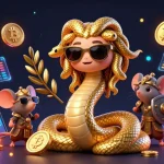 Experience thrilling gameplay at XX88 with a vibrant casino scene featuring 3D characters and crypto elements.