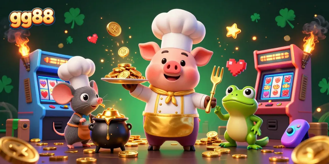 Enjoy thrilling gg88 action with cartoon characters experiencing vibrant gaming and golden rewards.