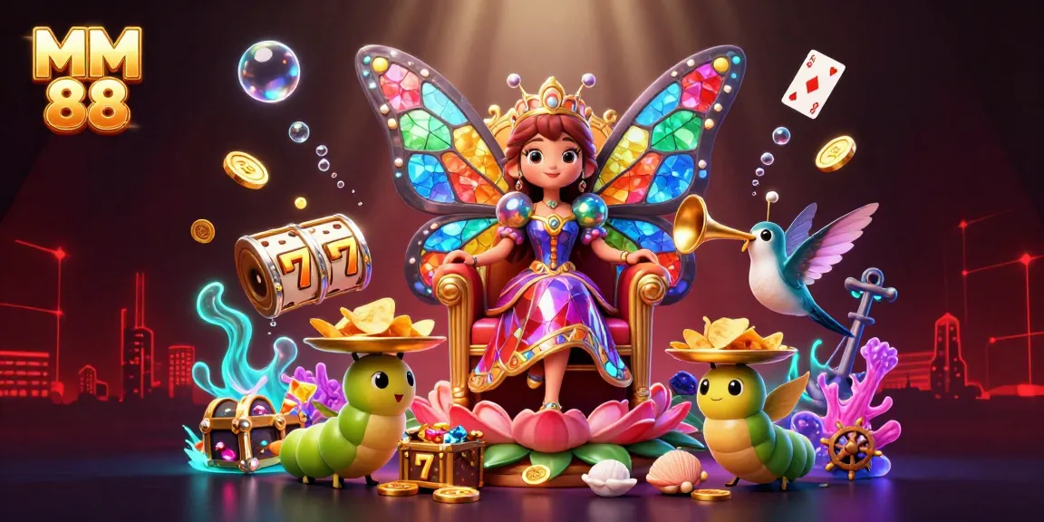 MM 88 captures the excitement of online slots with animated characters and vibrant casino elements.