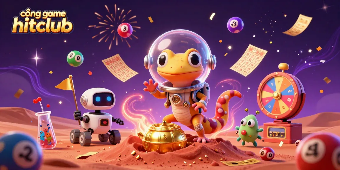 Experience the excitement of cổng game hitclub with a Martian gecko uncovering a golden casino on Mars.