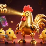 Bet on cổng game sunwin as golden rooster robot leads thrilling crypto casino adventure.