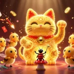Experience the luck of qq88 with vibrant casino elements and a dynamic lucky cat scene.